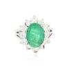 Image 1 : 14KT White Gold 3.41ct Emerald and Diamond Ring