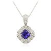 Image 2 : 14KT White Gold 2.31ct Tanzanite and Diamond Pendant With Chain