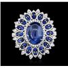Image 1 : 18KT White Gold 13.89ctw Sapphire and Diamond Ring