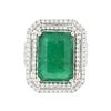 Image 1 : 14KT Two-Tone Gold 9.47ct Emerald and Diamond Ring