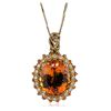 Image 1 : 14KT Yellow Gold 18.36ct Citrine and Diamond Pendant With Chain