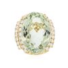 Image 1 : 14KT Yellow Gold 16.00ct Green Quartz and Diamond Ring