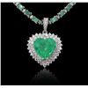 Image 2 : 14-18KT White Gold 23.29ctw Emerald and Diamond Necklace