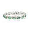 Image 1 : 14KT White Gold 22.23ctw Emerald and Diamond Bracelet