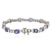 Image 2 : 14KT White Gold 6.48ctw Tanzanite and Diamond Tennis Bracelet