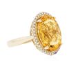 Image 2 : 14KT Yellow Gold 5.81ct Citrine Quartz and Diamond Ring