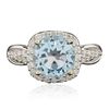 Image 1 : 14KT White Gold 2.80ct Blue Topaz and Diamond Ring