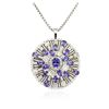 Image 2 : 14KT White Gold 8.59ctw Tanzanite and Diamond Pendant With Chain