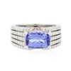 Image 1 : 14KT White Gold 3.40ct Tanzanite and Diamond Ring
