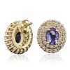 Image 2 : 14KT Yellow Gold 1.40ctw Tanzanite and Diamond Earrings