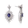 Image 2 : 14KT White Gold 1.86ctw Sapphire and Diamond Earrings