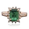 Image 1 : 14KT Rose Gold 1.91ct Emerald and Diamond Ring