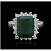 Image 1 : 14KT White Gold 5.24ct Emerald and Diamond Ring