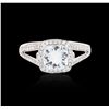 Image 1 : 14KT White Gold 1.43ct Aquamarine and Diamond Ring