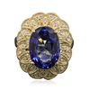 Image 1 : 14KT Yellow Gold 7.38ct Tanzanite and Diamond Ring