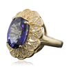 Image 2 : 14KT Yellow Gold 7.38ct Tanzanite and Diamond Ring