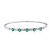 Image 1 : 14KT White Gold 1.74ctw Emerald and Diamond Bangle Bracelet