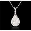 Image 2 : 14KT White Gold 0.77ctw Diamond Pendant With Chain