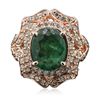 Image 1 : 14KT Rose Gold 2.49ct Emerald and Diamond Ring
