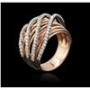 Image 3 : 14KT Rose Gold 0.64ctw Diamond Ring