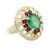 Image 2 : 14KT Yellow Gold 3.89ct Emerald, Ruby and Diamond Ring