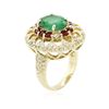 Image 3 : 14KT Yellow Gold 3.89ct Emerald, Ruby and Diamond Ring