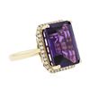 Image 2 : 14KT Yellow Gold 10.27ct Amethyst and Diamond Ring