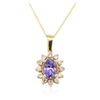 Image 2 : 14KT Yellow Gold 1.10ct Tanzanite and Diamond Pendant With Chain