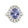 Image 1 : 14KT White Gold 4.87ct Tanzanite and Diamond Ring