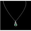 Image 1 : 14KT White Gold 4.46ct Emerald and Diamond Pendant With Chain