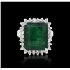 Image 1 : 14KT White Gold 9.67ct Emerald and Diamond Ring