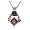 Image 2 : 14KT Two-Tone Gold 0.86ct Ruby, Sapphire and Diamond Pendant With Chain
