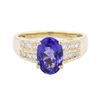 Image 1 : 14KT Yellow Gold 2.20ct Tanzanite and Diamond Ring