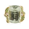 Image 1 : 10KT Yellow Gold 20.00ct Amethyst, Peridot and Diamond Ring