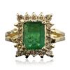 Image 1 : 14KT Yellow Gold 1.94ct Emerald and Diamond Ring