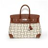 Image 1 : Authentic Vintage Hermes 35cm Birkin Bag in Two-Tone Canvas Barenia with Palladium Hardware