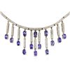 Image 2 : 14KT White Gold 6.02ctw Tanzanite and Diamond Necklace