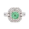 Image 1 : 14KT White Gold 1.24ct Emerald and Diamond Ring