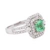 Image 2 : 14KT White Gold 1.24ct Emerald and Diamond Ring