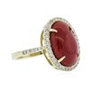 Image 2 : 14KT Yellow Gold 6.65ct Coral and Diamond Ring