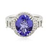 Image 1 : 14KT White Gold 4.24ct Tanzanite and Diamond Ring
