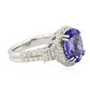 Image 2 : 14KT White Gold 4.24ct Tanzanite and Diamond Ring