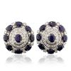 Image 1 : 14KT White Gold 19.90ct Sapphire and Diamond Earrings