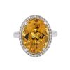 Image 1 : 14KT White Gold 9.40ct Citrine Quartz and Diamond Ring