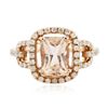 Image 1 : 14KT Rose Gold 1.83ct Morganite and Diamond Ring