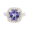 Image 1 : 14KT Two-Tone Gold 4.29ct Tanzanite and Diamond Ring
