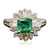 Image 1 : 14KT Yellow Gold 1.18ct Emerald and Diamond Ring