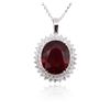Image 2 : 14KT White Gold 19.70ct Rubellite Tourmaline and Diamond Pendant With Chain