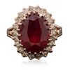 Image 1 : 14KT Rose Gold 6.74ct Ruby and Diamond Ring