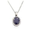 Image 1 : 14KT White Gold 11.35ct Sapphire and Diamond Pendant With Chain